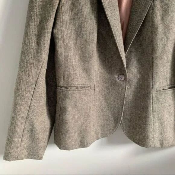 Vintage wool blazer herringbone oversized jacket Parisian preppy style Medium - Picture 7 of 8
